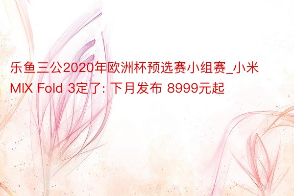 乐鱼三公2020年欧洲杯预选赛小组赛_小米MIX Fold 3定了: 下月发布 8999元起