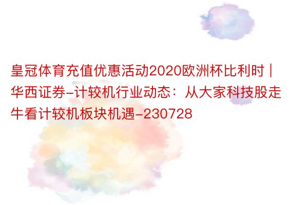 皇冠体育充值优惠活动2020欧洲杯比利时 | 华西证券-计较机行业动态：从大家科技股走牛看计较机板块机遇-230728