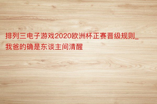 排列三电子游戏2020欧洲杯正赛晋级规则_我爸的确是东谈主间清醒