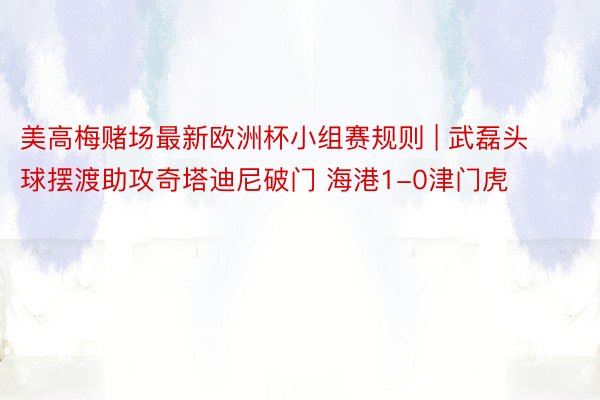 美高梅赌场最新欧洲杯小组赛规则 | 武磊头球摆渡助攻奇塔迪尼破门 海港1-0津门虎