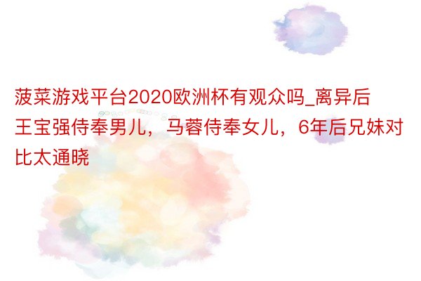 菠菜游戏平台2020欧洲杯有观众吗_离异后王宝强侍奉男儿，马蓉侍奉女儿，6年后兄妹对比太通晓