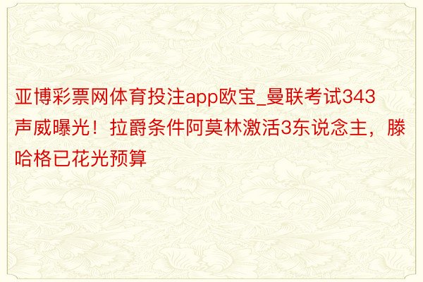 亚博彩票网体育投注app欧宝_曼联考试343声威曝光！拉爵条件阿莫林激活3东说念主，滕哈格已花光预算